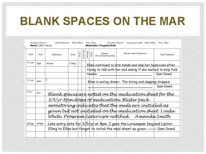 BLANK SPACES ON THE MAR 