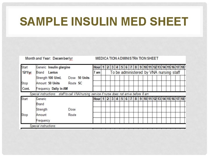 SAMPLE INSULIN MED SHEET 