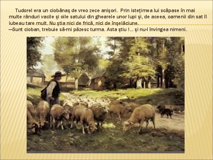 Tudorel era un ciobănaş de vreo zece anişori. Prin isteţimea lui scăpase în mai