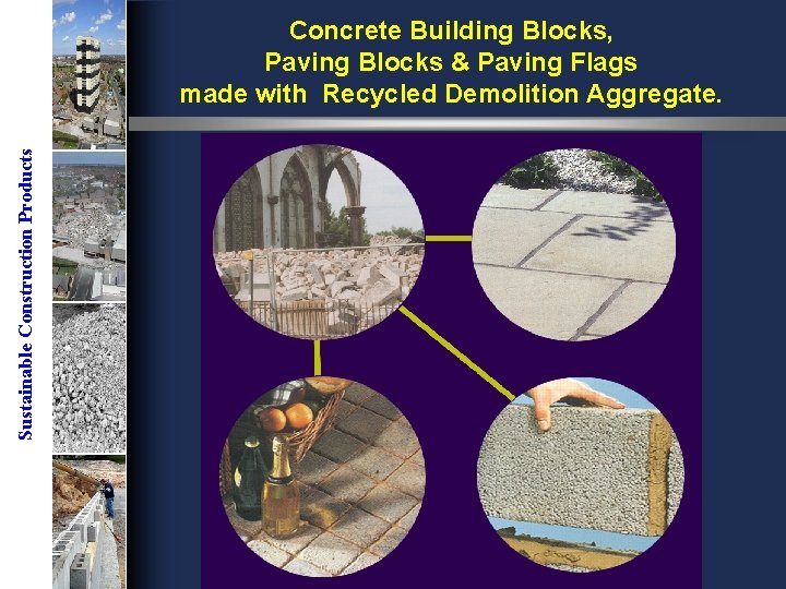 Sustainable Construction Products Concrete Building Blocks, Paving Blocks & Paving Flags made with Recycled