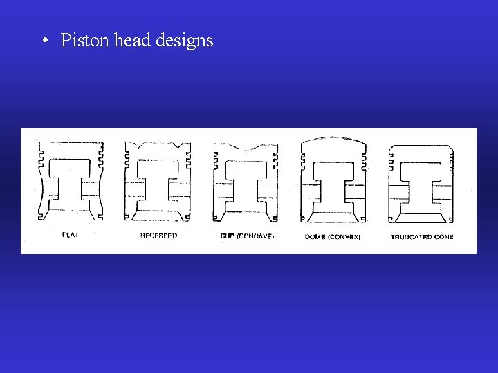  • Piston head designs 
