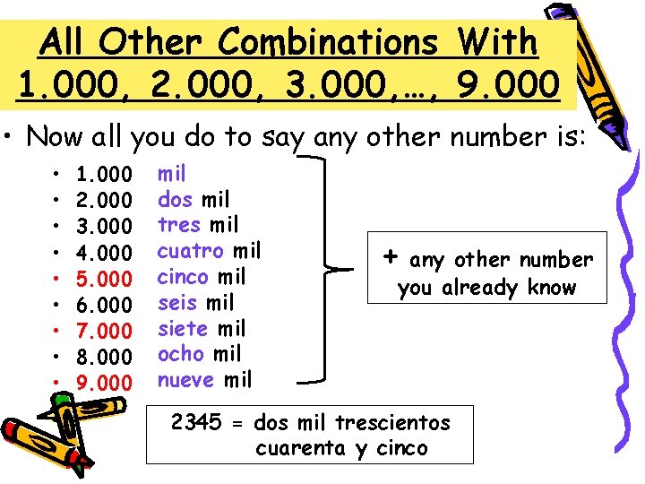 All Other Combinations With 1. 000, 2. 000, 3. 000, …, 9. 000 •