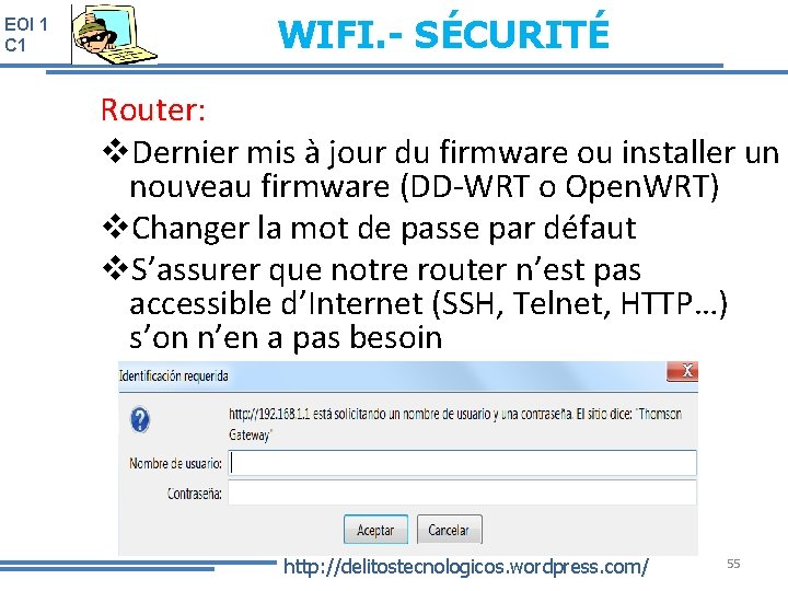EOI 1 C 1 WIFI. - SÉCURITÉ Router: v. Dernier mis à jour du