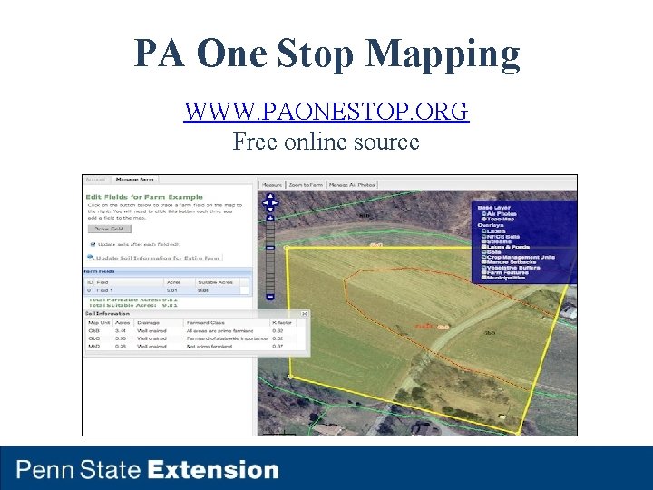 PA One Stop Mapping WWW. PAONESTOP. ORG Free online source 