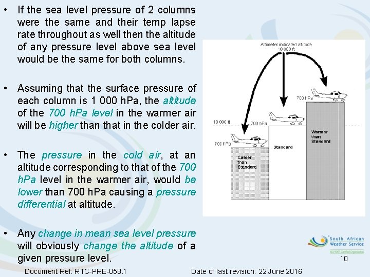  • If the sea level pressure of 2 columns were the same and