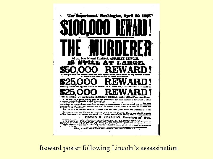 Reward poster following Lincoln’s assassination 