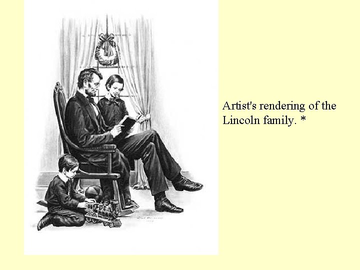 Artist's rendering of the Lincoln family. * 