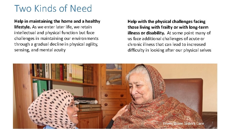 Two Kinds of Need Help in maintaining the home and a healthy lifestyle. As