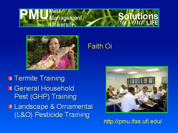 Faith Oi Termite Training General Household Pest (GHP) Training Landscape & Ornamental (L&O) Pesticide