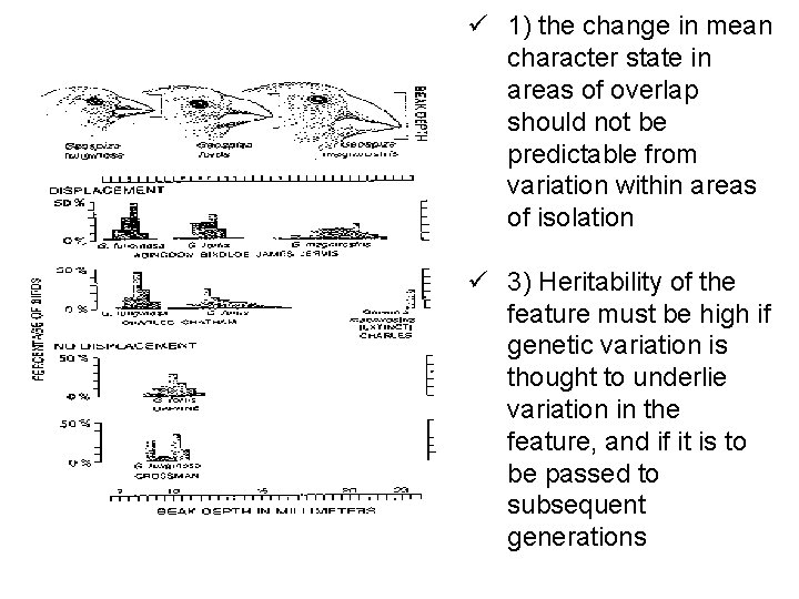 ü 1) the change in mean character state in areas of overlap should not