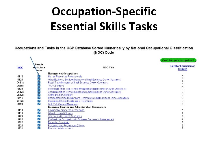 Occupation-Specific Essential Skills Tasks 