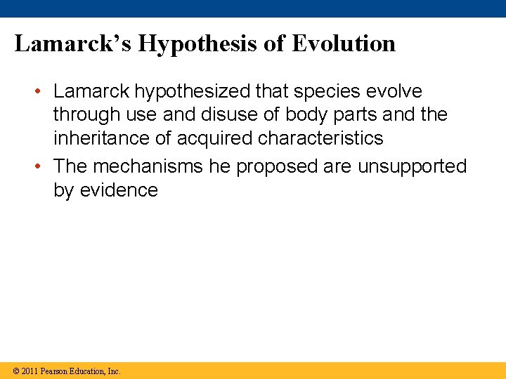 Lamarck’s Hypothesis of Evolution • Lamarck hypothesized that species evolve through use and disuse