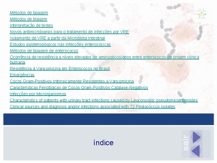 Métodos de tipagem Métodos de triagem Interpretação de testes Novos antimicrobianos para o tratamento