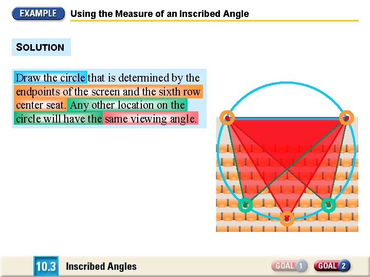 Using the Measure of an Inscribed Angle SOLUTION Draw the circle that is determined