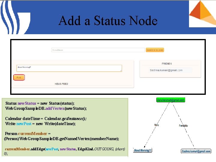 Add a Status Node Status new. Status = new Status(status); Web. Group. Sample. DB.