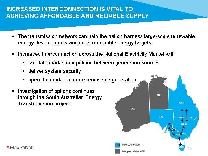 INCREASED INTERCONNECTION IS VITAL TO ACHIEVING AFFORDABLE AND RELIABLE SUPPLY § The transmission network