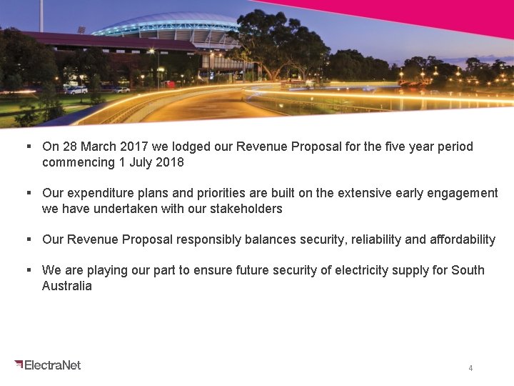 § On 28 March 2017 we lodged our Revenue Proposal for the five year