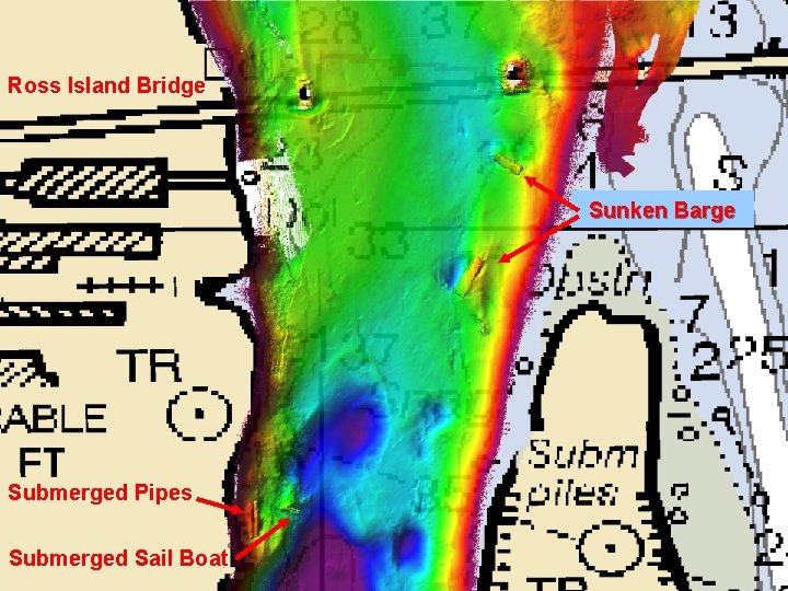 Charting Survey for NOAA on the Lower Columbia Ross Island Bridge Sunken Barge Insert