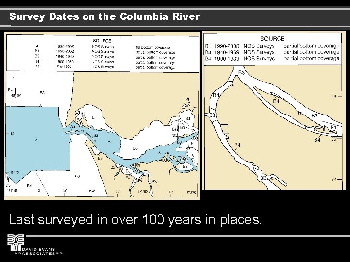 Survey Dates on the Columbia River Last surveyed in over 100 years in places.