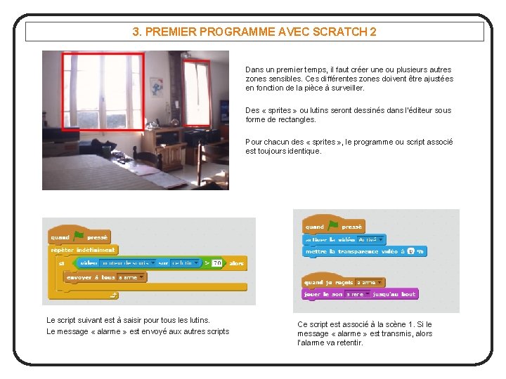 3. PREMIER PROGRAMME AVEC SCRATCH 2 Dans un premier temps, il faut créer une