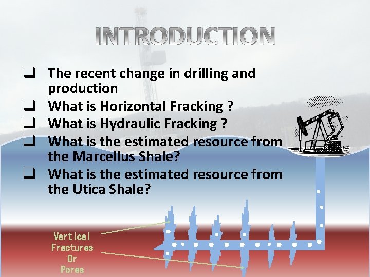 INTRODUCTION q The recent change in drilling and production q What is Horizontal Fracking