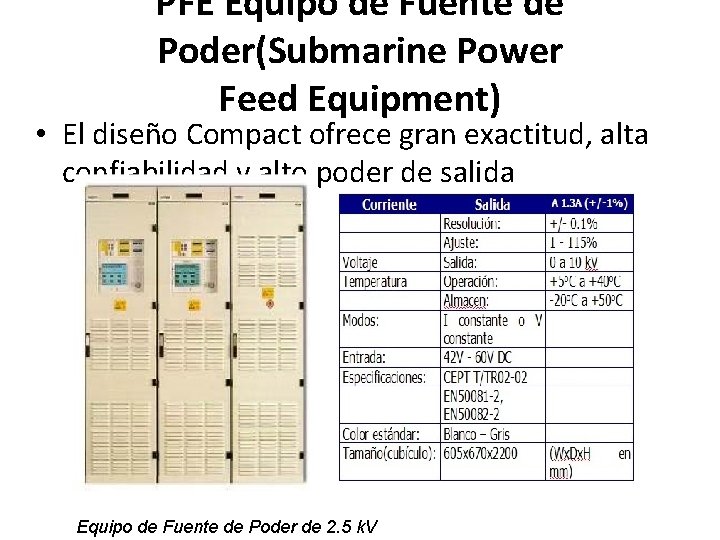PFE Equipo de Fuente de Poder(Submarine Power Feed Equipment) • El diseño Compact ofrece