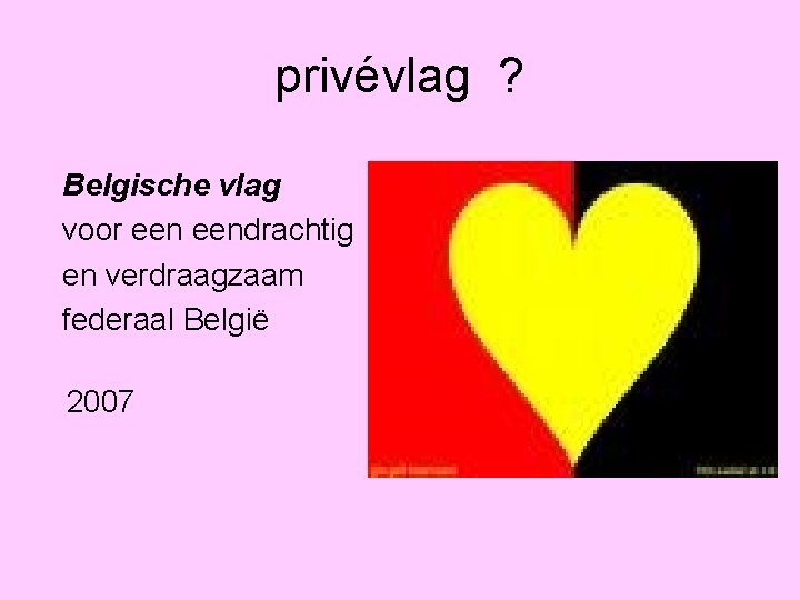 privévlag ? Belgische vlag voor eendrachtig en verdraagzaam federaal België 2007 