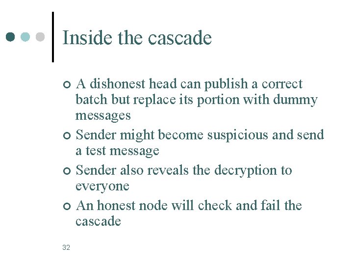 Inside the cascade A dishonest head can publish a correct batch but replace its