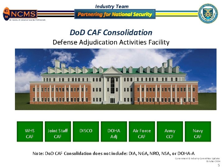 Industry Team Do. D CAF Consolidation Defense Adjudication Activities Facility WHS CAF Joint Staff