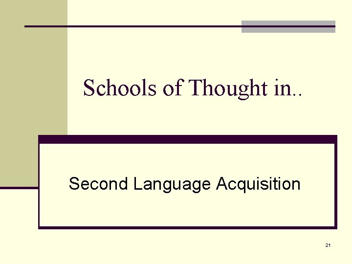 Schools of Thought in. . Second Language Acquisition 21 