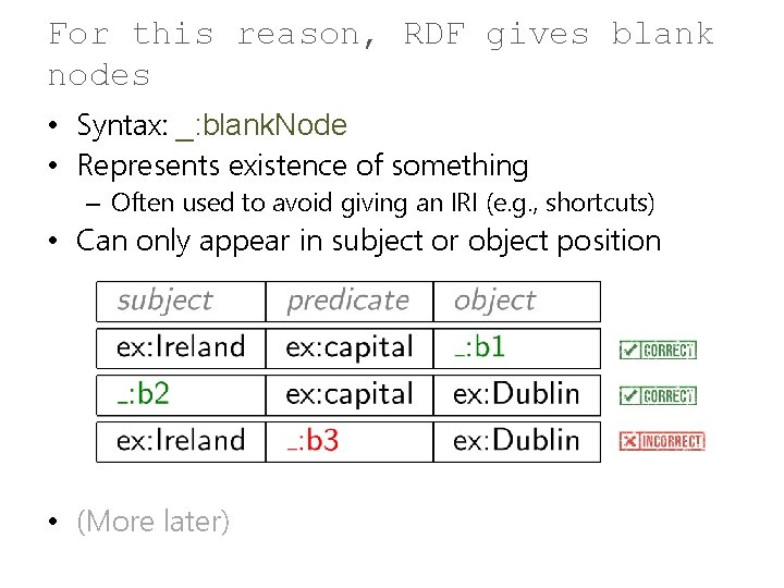 For this reason, RDF gives blank nodes • Syntax: _: blank. Node • Represents
