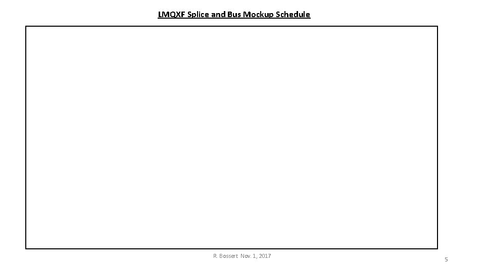 LMQXF Splice and Bus Mockup Schedule R. Bossert Nov. 1, 2017 5 