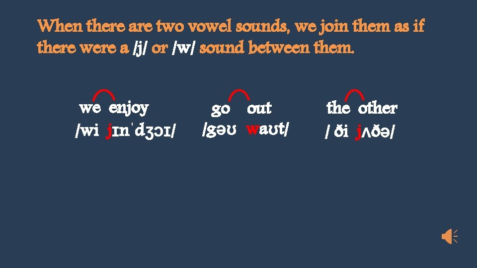 When there are two vowel sounds, we join them as if there were a