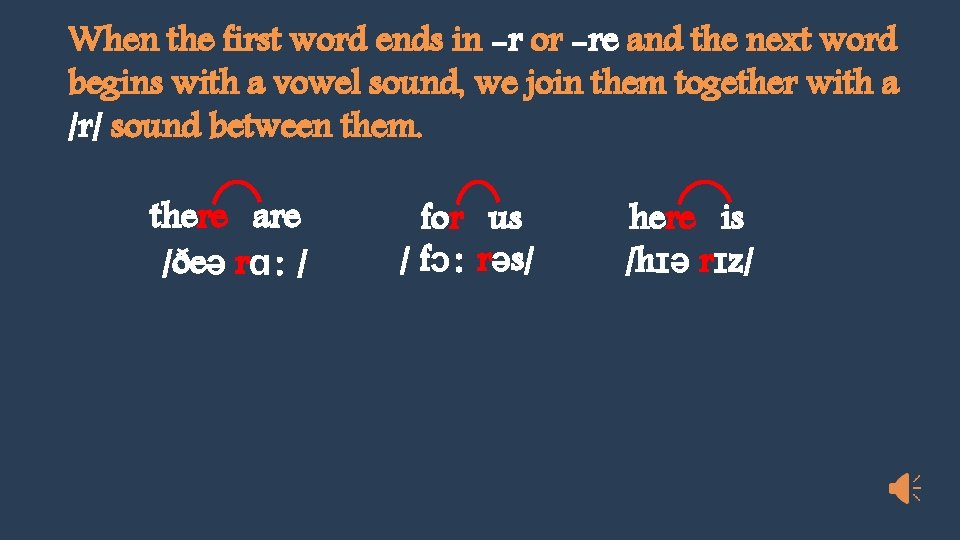 When the first word ends in -r or -re and the next word begins