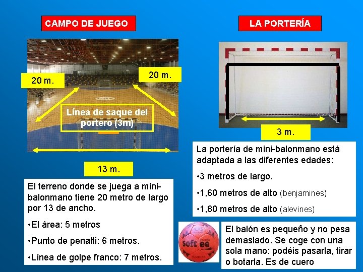 CAMPO DE JUEGO LA PORTERÍA 20 m. Línea de saque del portero (3 m)