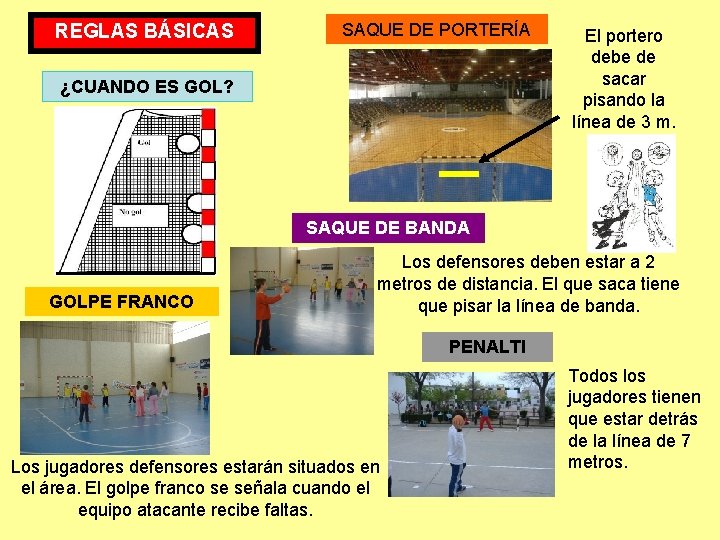 REGLAS BÁSICAS SAQUE DE PORTERÍA ¿CUANDO ES GOL? El portero debe de sacar pisando