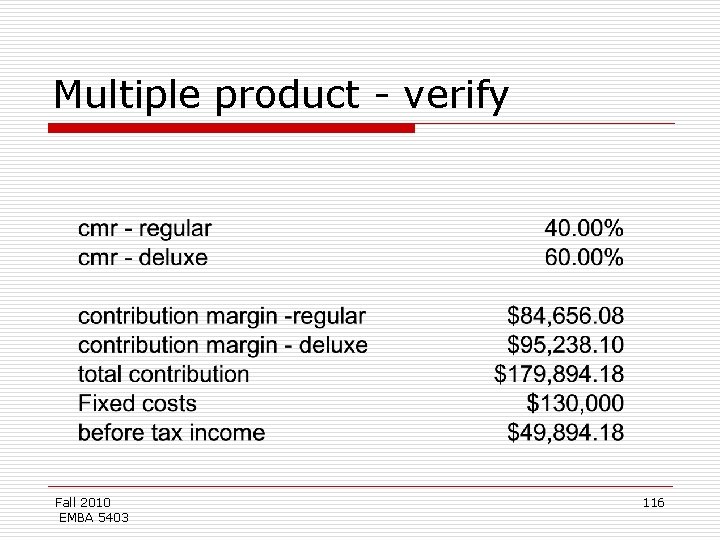 Multiple product - verify Fall 2010 EMBA 5403 116 