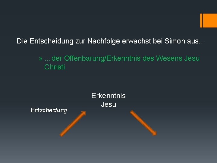 Die Entscheidung zur Nachfolge erwächst bei Simon aus… » …der Offenbarung/Erkenntnis des Wesens Jesu