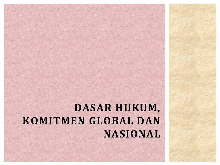 DASAR HUKUM, KOMITMEN GLOBAL DAN NASIONAL 