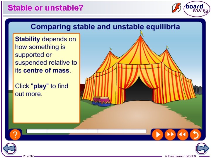 Stable or unstable? 23 of 32 © Boardworks Ltd 2009 