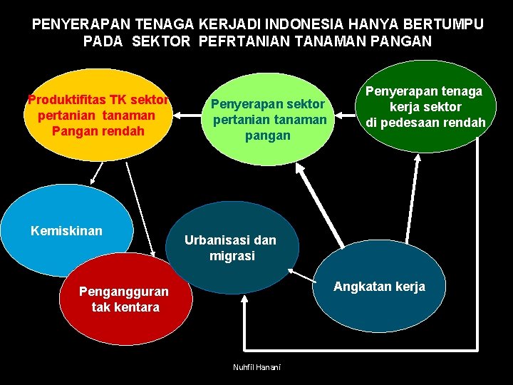 PENYERAPAN TENAGA KERJADI INDONESIA HANYA BERTUMPU PADA SEKTOR PEFRTANIAN TANAMAN PANGAN Produktifitas TK sektor