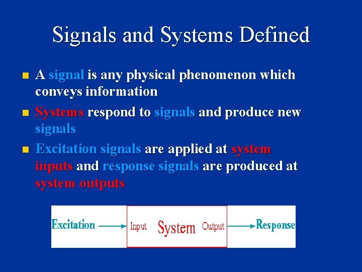 Signals and Systems Defined n n n A signal is any physical phenomenon which Signals and Systems Defined n n n A signal is any physical phenomenon which