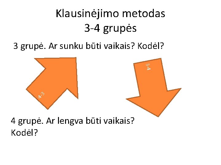 Klausinėjimo metodas 3 -4 grupės 3 grupė. Ar sunku būti vaikais? Kodėl? 4 -