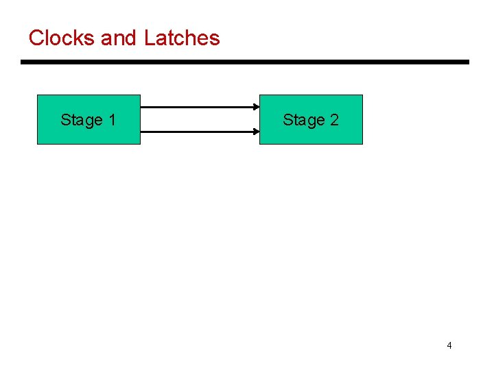 Clocks and Latches Stage 1 Stage 2 4 