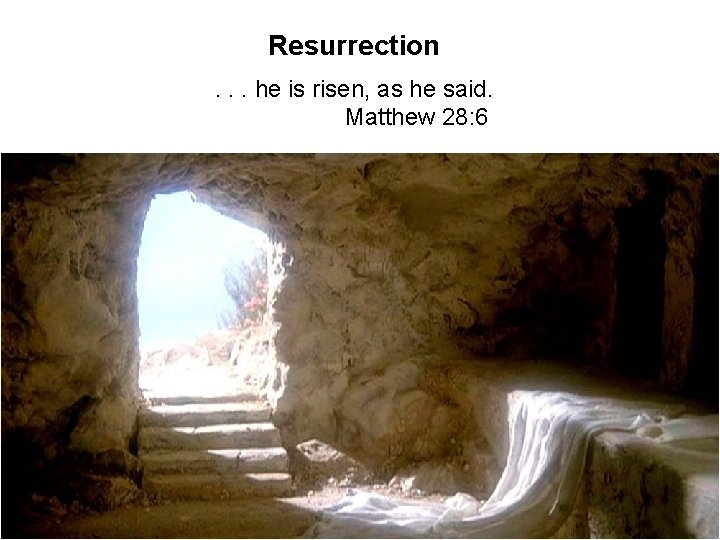 Resurrection. . . he is risen, as he said. Matthew 28: 6 59 