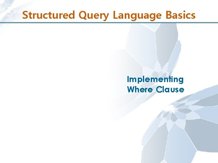 Structured Query Language Basics Implementing Where Clause 