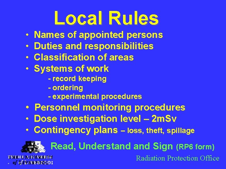  • • Local Rules Names of appointed persons Duties and responsibilities Classification of