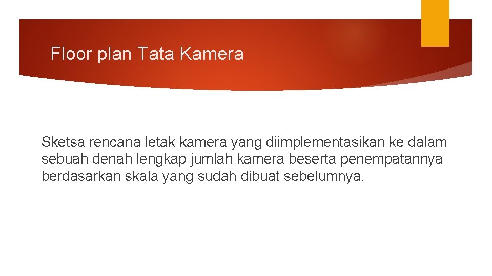 Floor plan Tata Kamera Sketsa rencana letak kamera yang diimplementasikan ke dalam sebuah denah