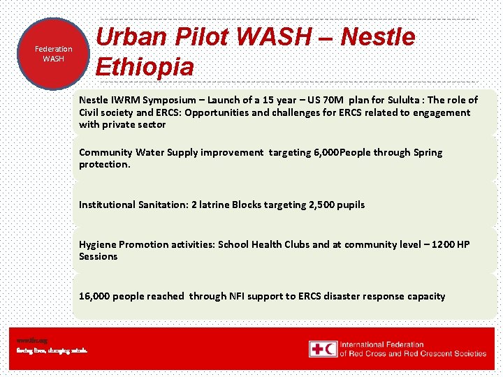 Urban Pilot WASH – Nestle Ethiopia Federation WASH Nestle IWRM Symposium – Launch of