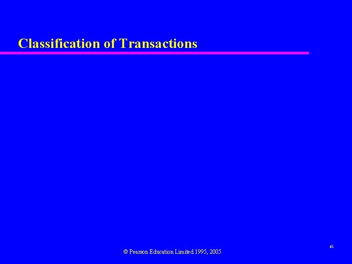 Classification of Transactions © Pearson Education Limited 1995, 2005 61 